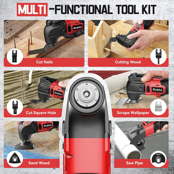 Ecarke Akku-Multifunktionswerkzeug kompatibel mit Milwaukee Akku 18V Li-Ion,Multitool 6 Einstellbare