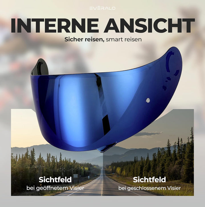 Everalo Kompatibel mit Shoei GT air 2 Visier - Gt Air - Neotec - Opticson - Cns1 - Helmvisier Pinloc