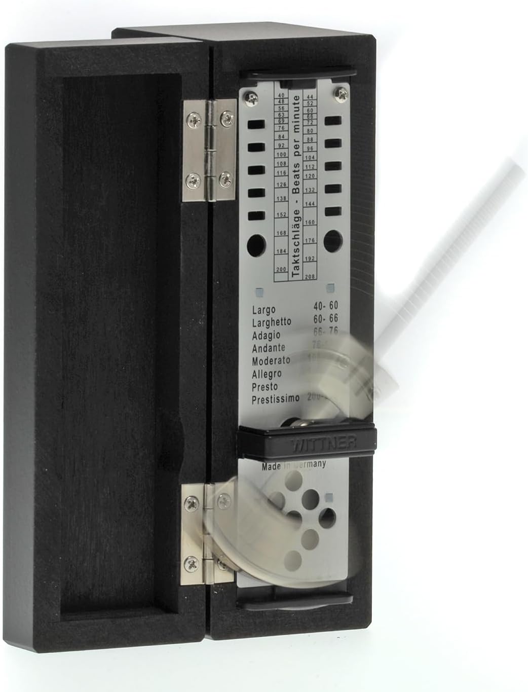 Wittner Metronom 880260 Holzgehäuse ohne Glocke Taktell Super Mini schwarz matt, schwarz matt
