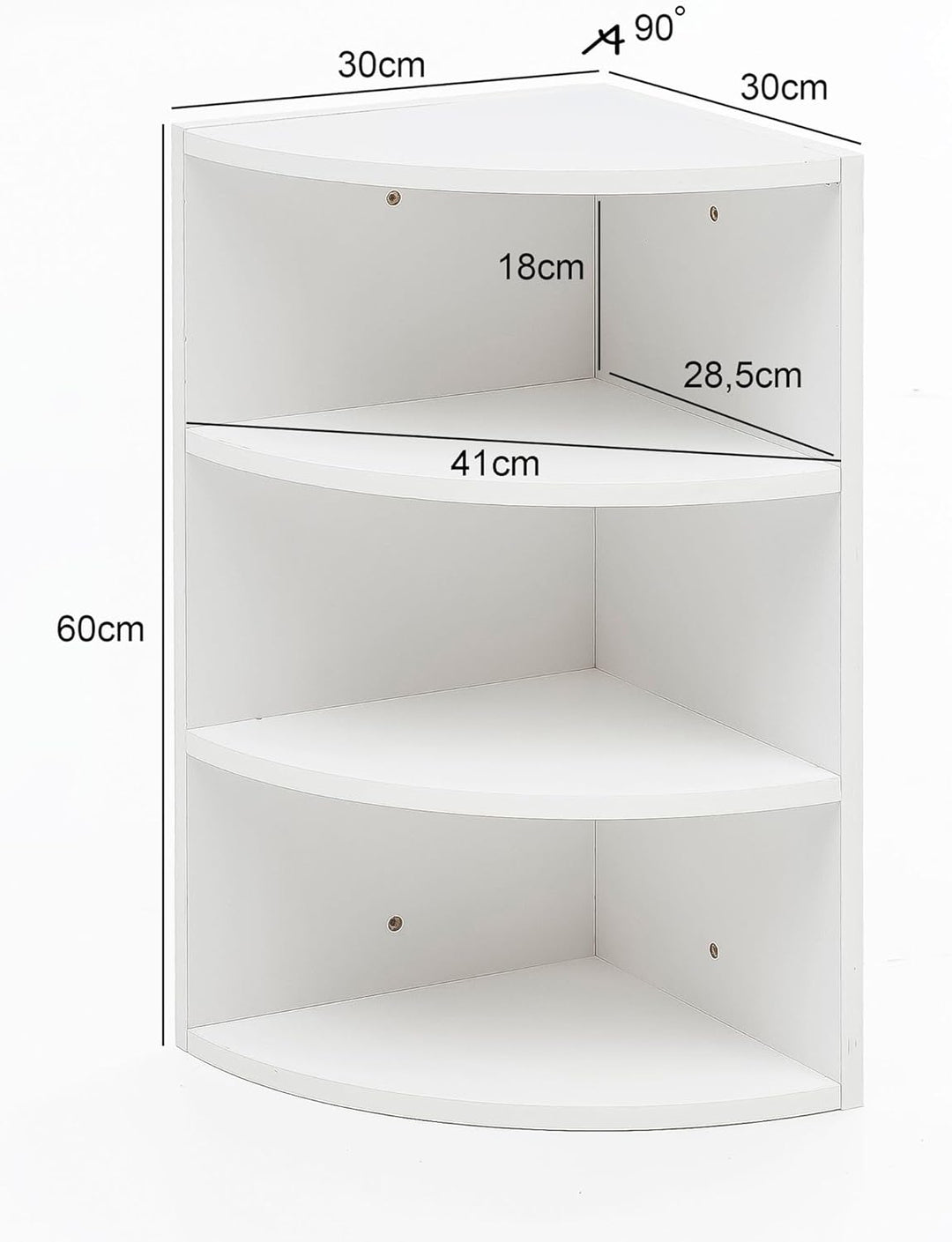 FineBuy Eckregal 30 x 60 x 30 cm in Holz, Wandregal - Winkelregal mit 3 Regal Ebenen, Küchenregal Hä