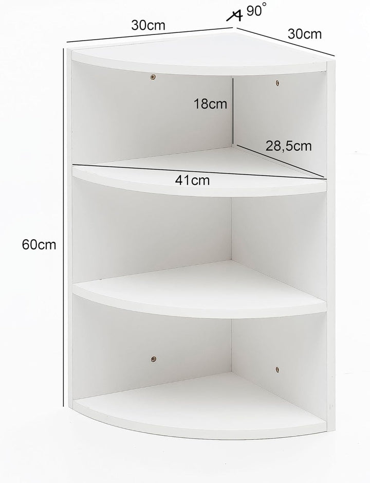 FineBuy Eckregal 30 x 60 x 30 cm in Holz, Wandregal - Winkelregal mit 3 Regal Ebenen, Küchenregal Hä