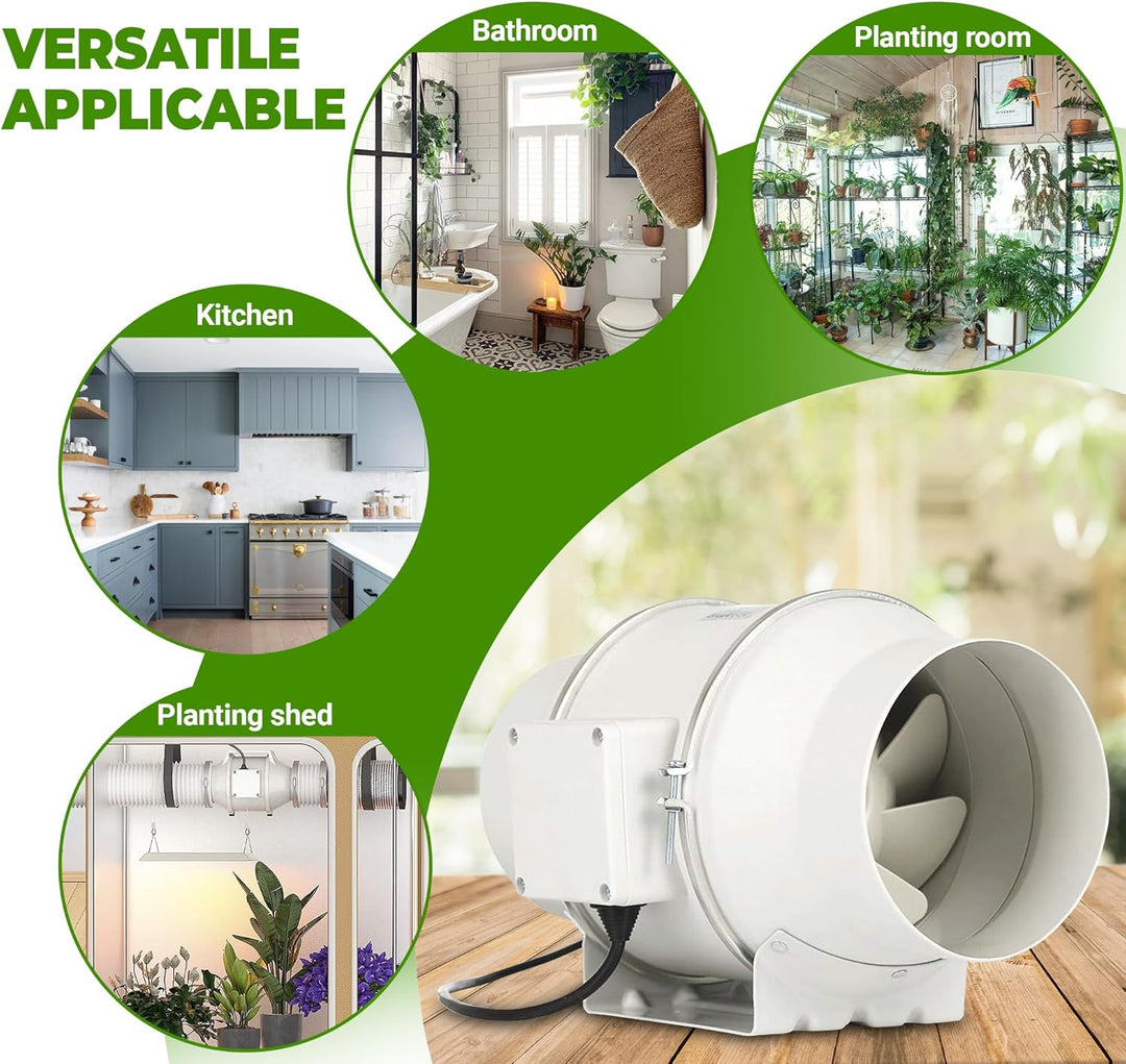 Rohrventilator Lüfter Badlüfter 100 mm - 2-stufig mit Schalter, Kugellager, Fuss & Kabel - IP44 Schu