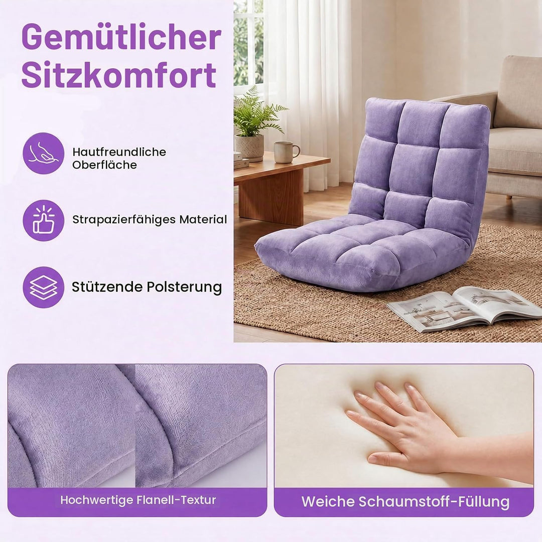 RELAX4LIFE Bodenstuhl Klappbar, Bodensessel mit Verstellbarer Rückenlehne &amp; Liegefunktion, Relaxsess