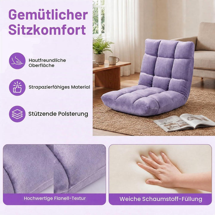 RELAX4LIFE Bodenstuhl Klappbar, Bodensessel mit Verstellbarer Rückenlehne &amp; Liegefunktion, Relaxsess