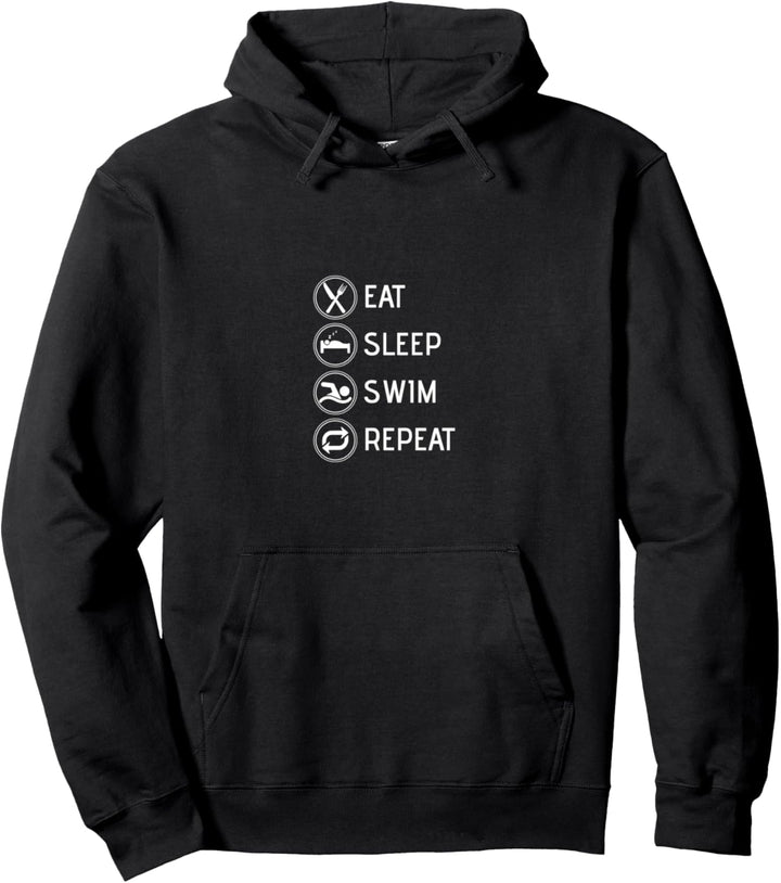 Eat Sleep Swim Repeat Schwimmer Geschenk Jungen Mädchen Pullover Hoodie