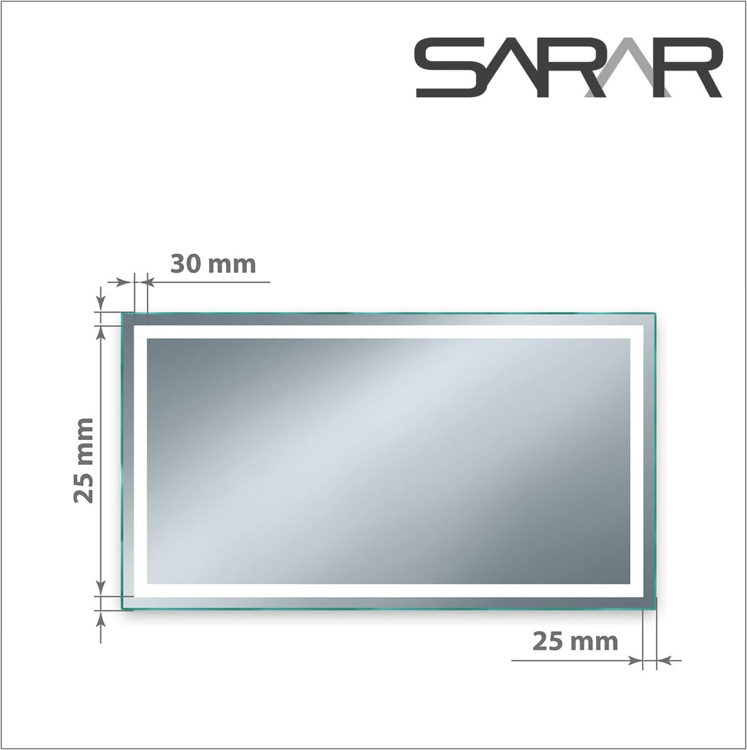 SARAR Badspiegel Spiegel Badezimmerspiegel mit schmaler rundum LED-Beleuchtung 140x70 cm Made in Ger