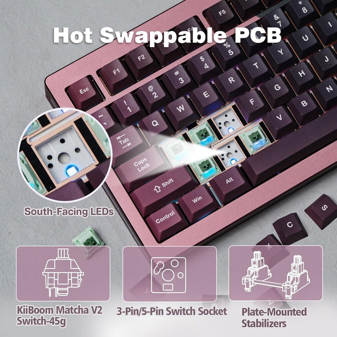 KiiBoom Loop 75 75% CNC Gradient Aluminium Gaming Tastatur, BT5.0/2.4GHz/USB-C Wired QMK/VIA Tastatu