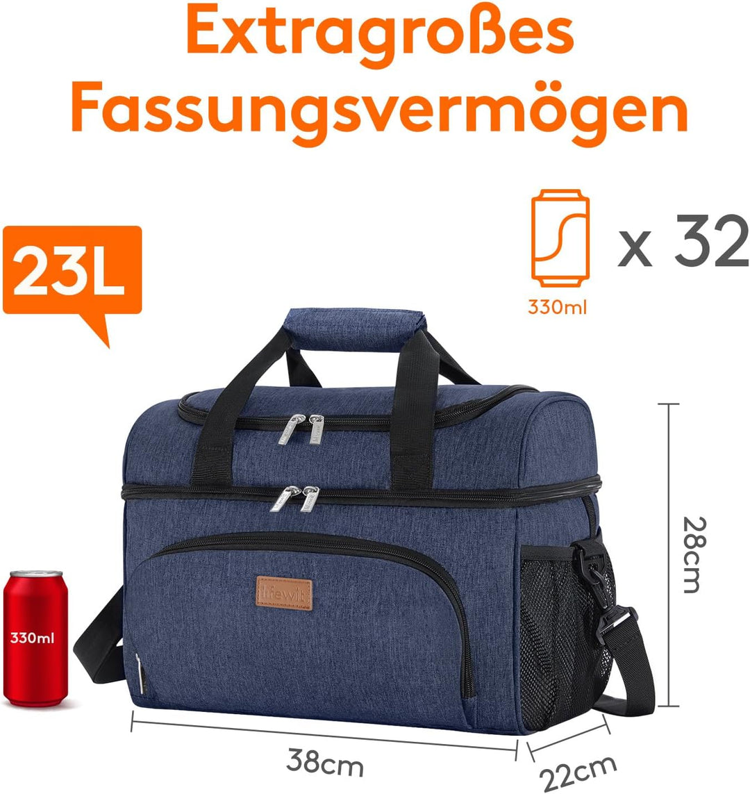 Lifewit grosse Kühltasche für 32 Dosen, isolierte Lunch-Tasche, leichte, tragbare Kühltasche, doppel