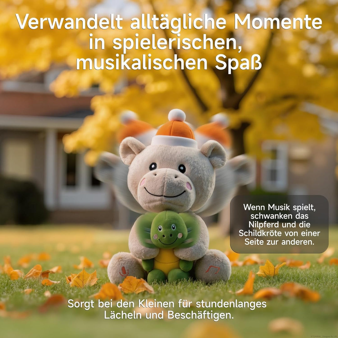 Nilpferd Kuscheltier Baby, Hippo und Schildkröte Interaktives Singendes Sprechendes Plüschtier, Flus