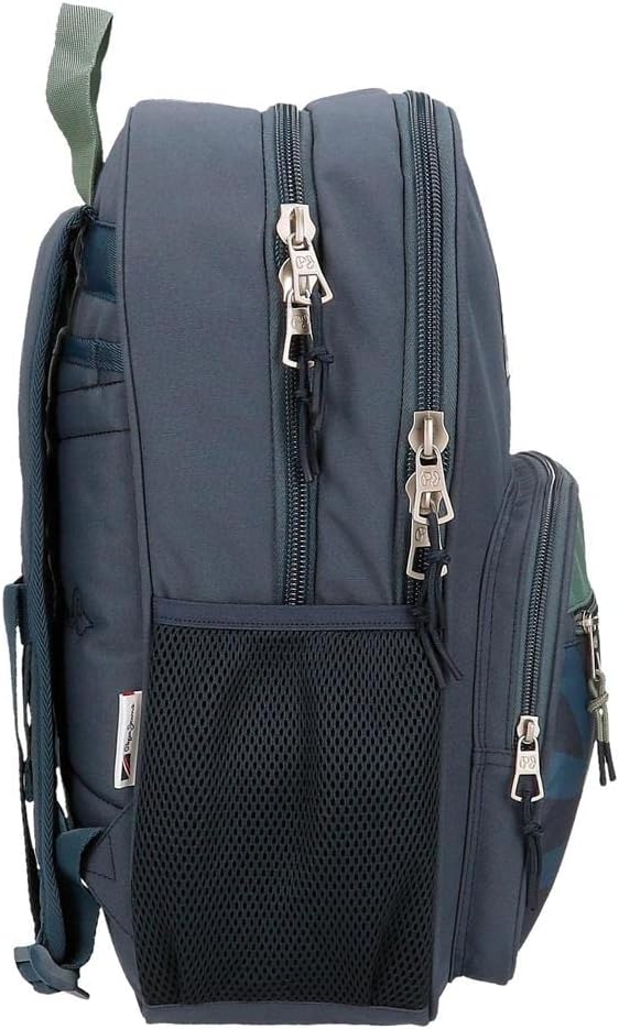 Pepe Jeans Tom Schulrucksack mit Zwei Fächern Blau Rucksack 40, Rucksack 40