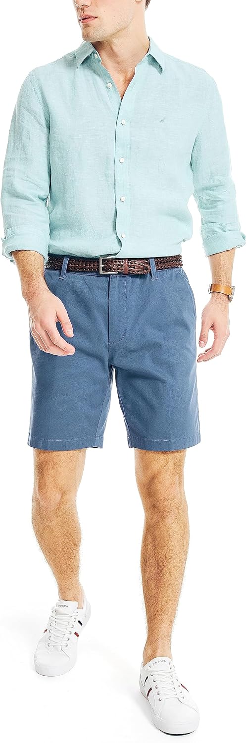 Nautica Herren Classic Fit Flat Front Stretch Chino Deck Lssige Shorts 30 Indigoblau, 30 Indigoblau