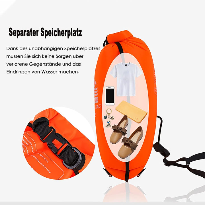 Premium Schwimmboje mit trockentasche, 20L für Triathleten, Stand up Paddling oder Wassersportler, o