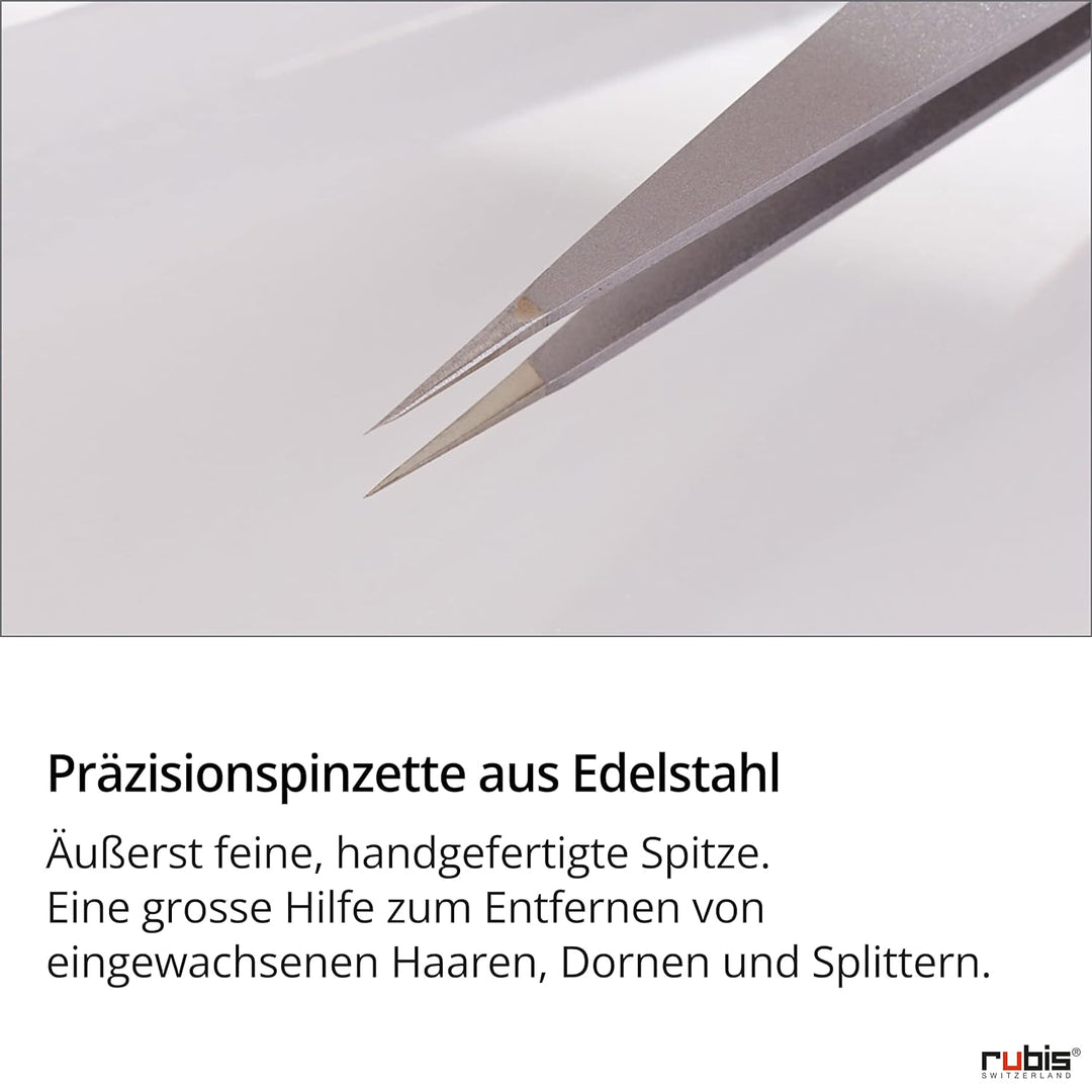 Rubis Splitterpinzette - Spitze Pinzette - schmal und spitz - für Splitter und eingewachsene Haare -