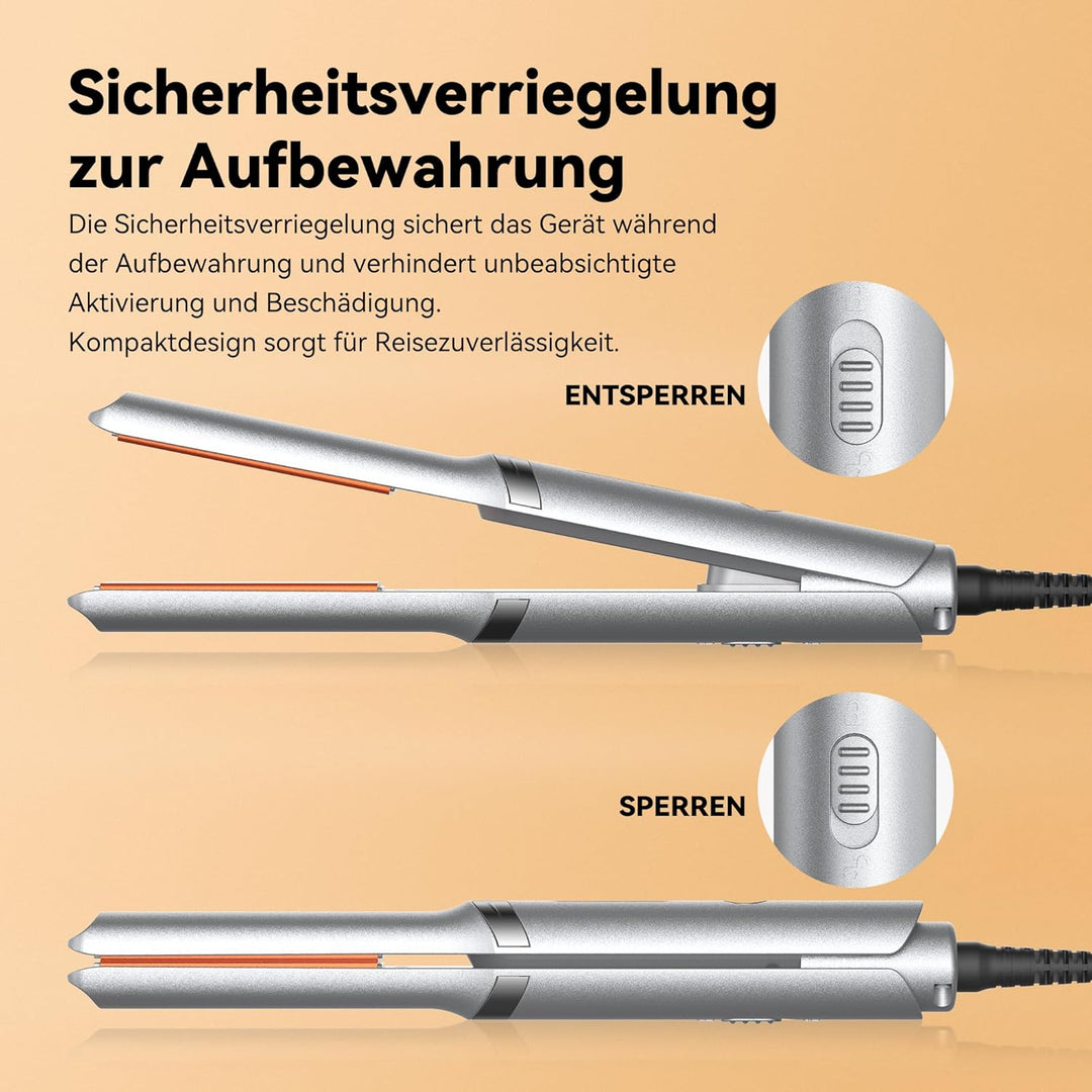 Reise Warmluftbürste Styling-Set, 4-in-1 Heissluftbürste mit 100–240V Doppelspannung, 25 mm Lockenst