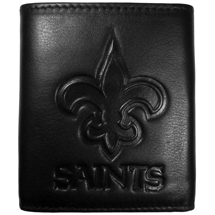 Siskiyou Sports Embossed Leather Tri-fold Wallet New Orleans Saints Tri-fold Schwarz, New Orleans Sa