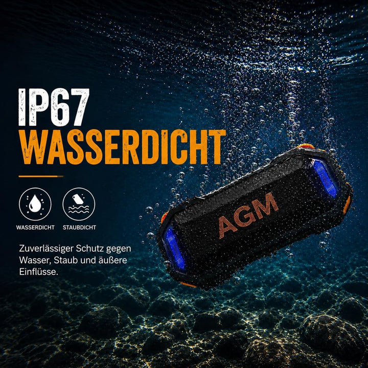 AGM MagROCK Magnetischer Bluetooth Lautsprecher Klein,Lautsprecher,RGB-LEDs,1800mAh,IPX7 wasserdicht
