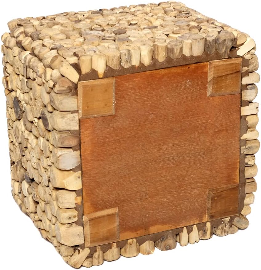 Brillibrum Design Treibholz Hocker Handmade Asthocker Teakholz Beistelltisch (Klein: 25 x 30 x 30 cm
