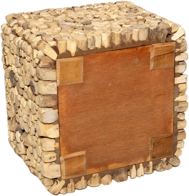 Brillibrum Design Treibholz Hocker Handmade Asthocker Teakholz Beistelltisch (Klein: 25 x 30 x 30 cm
