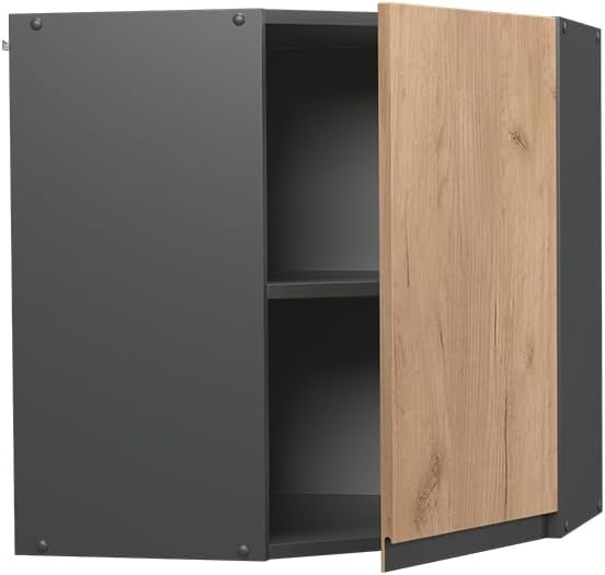 Vicco Eckhängeschrank R-Line, Goldkraft Eiche/Anthrazit, 57 cm J-Shape Goldkraft Eiche Eckhängeschra