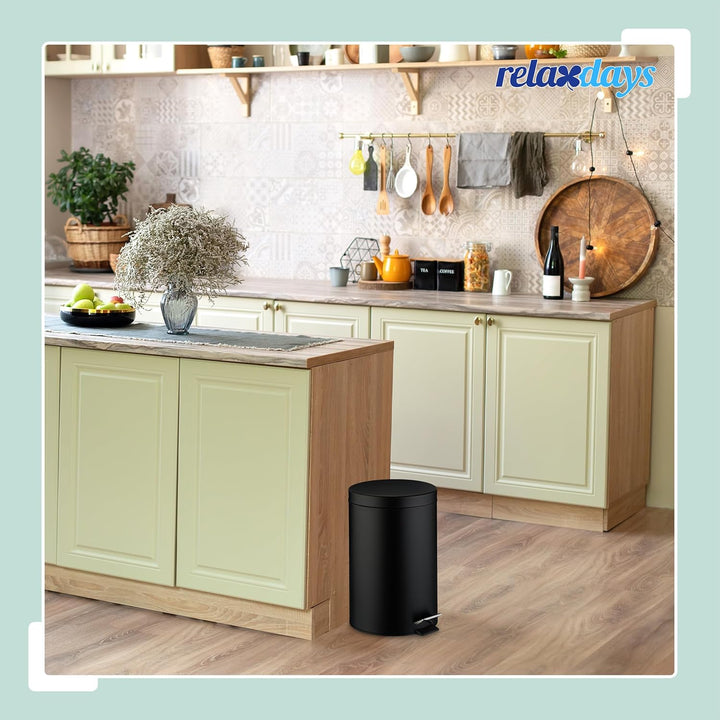 Relaxdays Mülleimer Küche, 20 Liter, mit Deckel, entnehmbarer Inneneimer, Fusspedal, mattes Design,