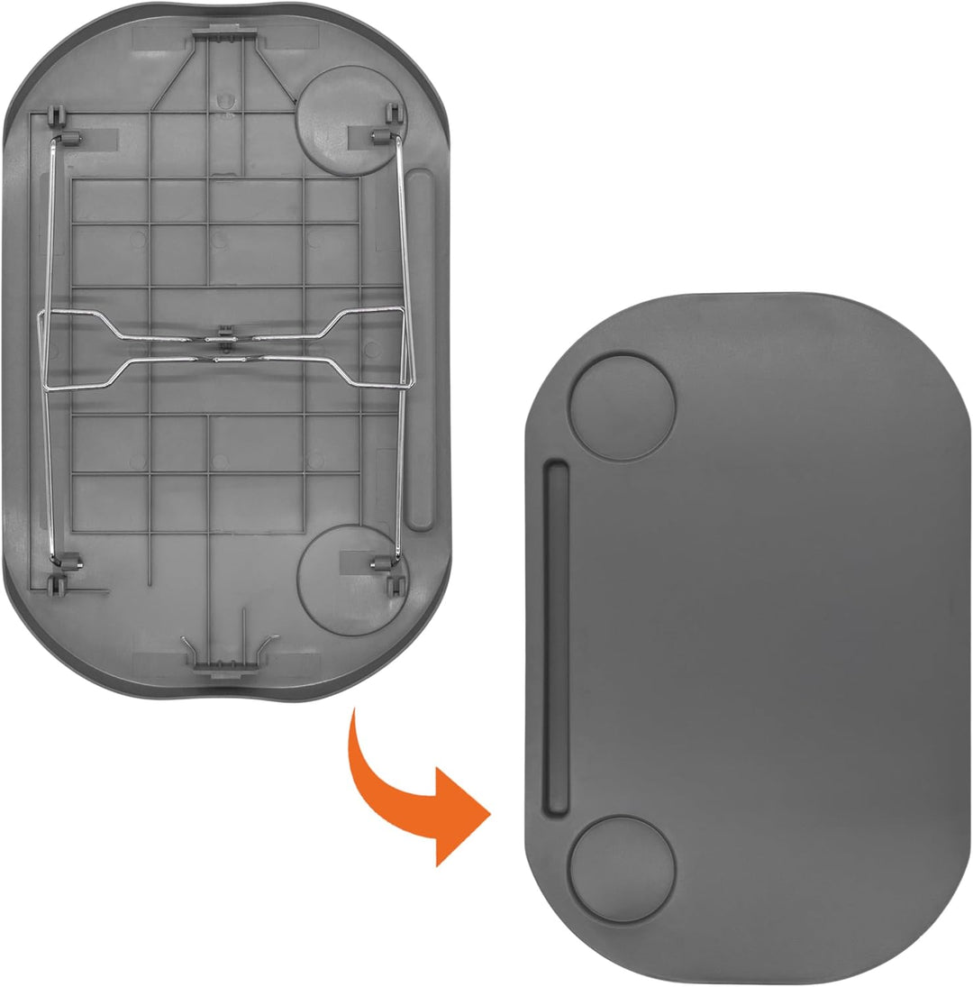 Picknickkorb grau klappbar - 42 x 27 cm | mit integriertem Tisch