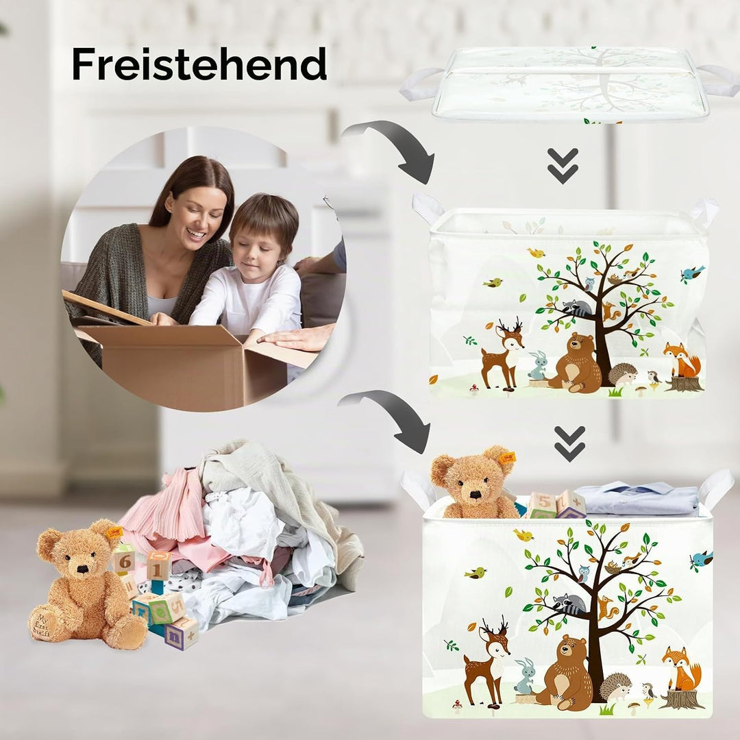 Clastyle Safari Tier Bär Fuchs Baum Würfel Aufbewahrungskorb Weiss Kaninchen Vogel Wasserdicht Recht