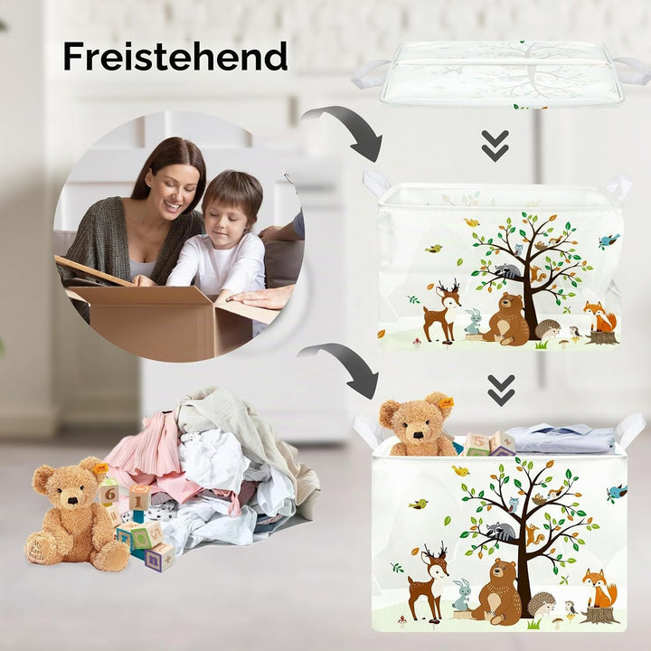 Clastyle Safari Tier Bär Fuchs Baum Würfel Aufbewahrungskorb Weiss Kaninchen Vogel Wasserdicht Recht