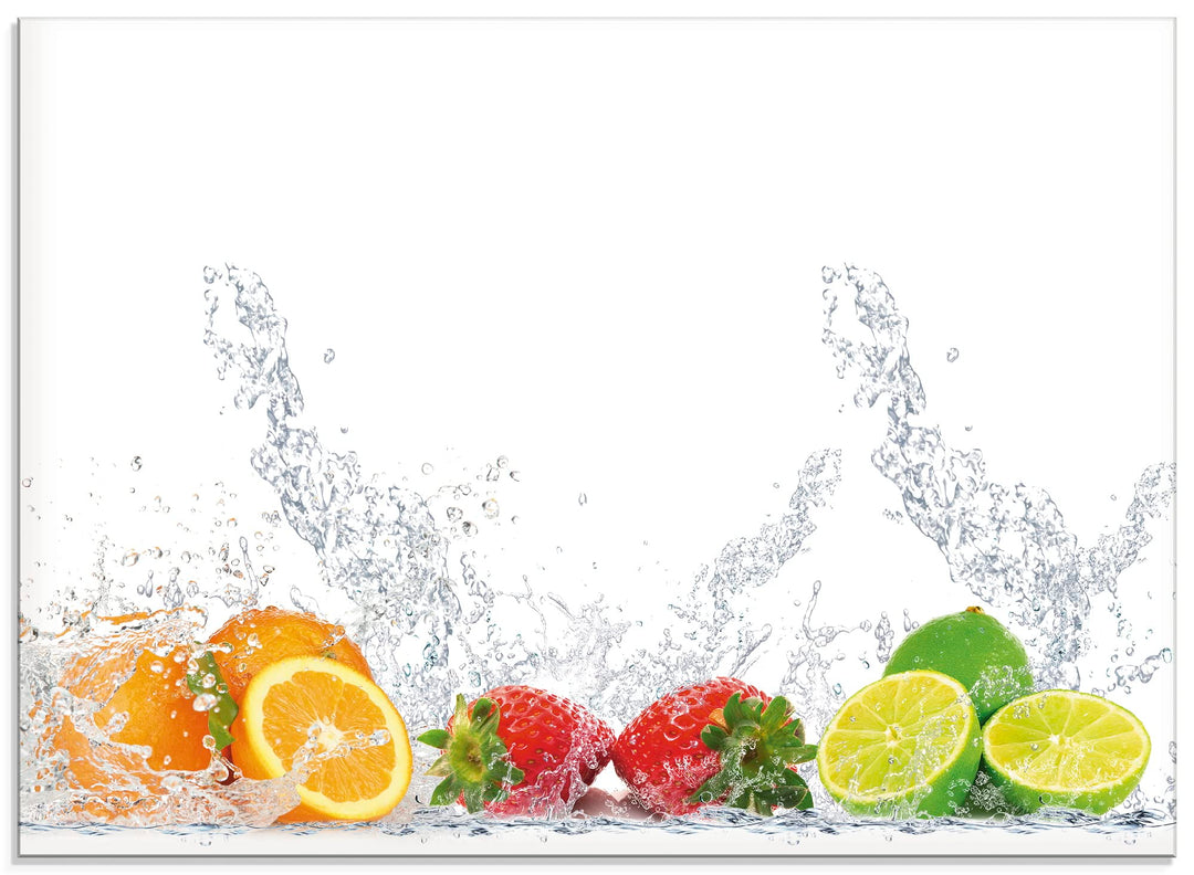 ARTland Spritzschutz Küche aus Alu für Herd Spüle 90x65 cm (BxH) Küchenrückwand mit Motiv Essen Obst