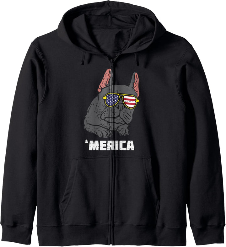 French Bulldog Merica Frenchie USA 4th Of July Fourth Dog Kapuzenjacke