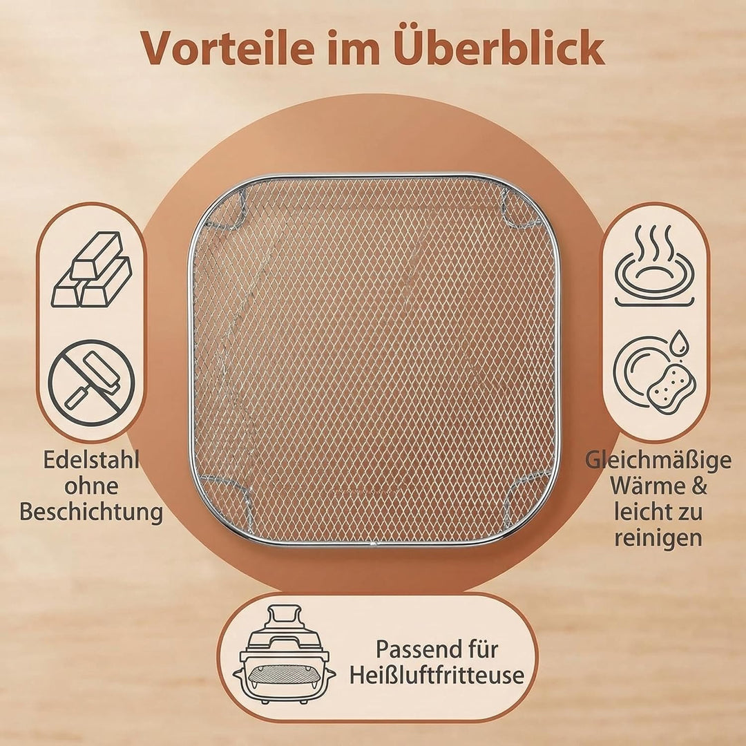 Airfryer Zubehör für Ninja CRISPi Heissluftfritteuse FN101, aus Edelstahl 304 Airfryer Grillrost Ede