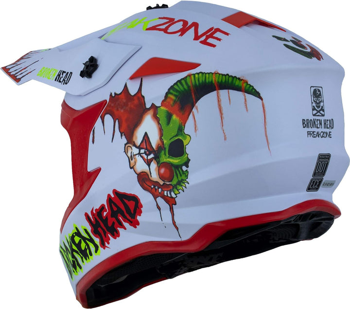 Broken Head FreakZone Motocross-Helm Weiss-Grün-Rot matt – Cross-Helm – MX – Quad – Supermoto L 59-6