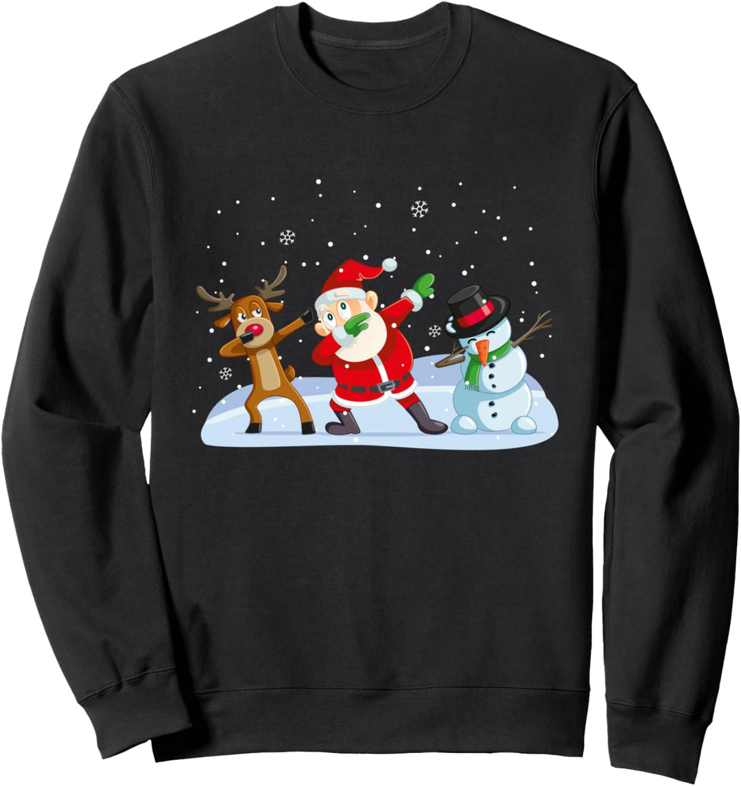 Dabbing Weihnachtsmann Rentier Schneemann Xmas Weihnachts Sweatshirt
