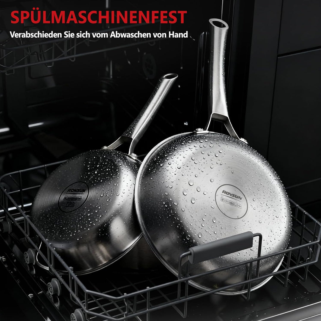 ROVSUN 10-teilig Topfset und Pfannenset aus Edelstahl induktionsgeeignet für alle Herdarten, Spülmas