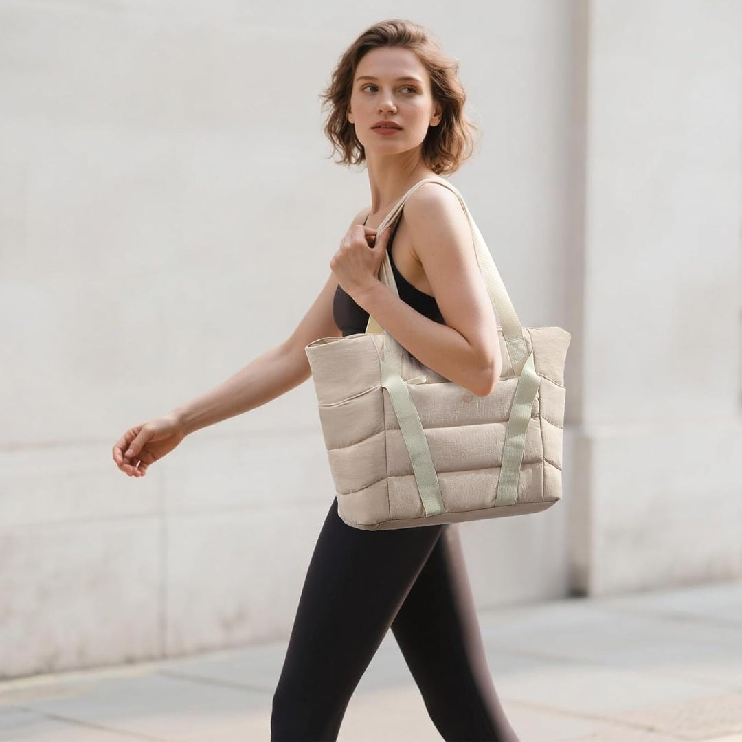 Axcone Tragetasche für Damen mit Reissverschluss,Gesteppte Tragetasche,Sporttasche mit Yogamatten-Gu