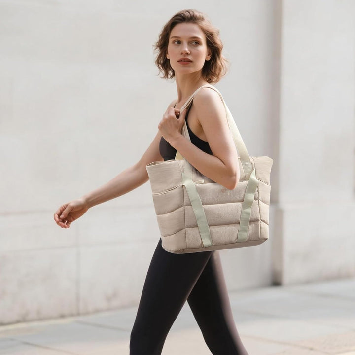 Axcone Tragetasche für Damen mit Reissverschluss,Gesteppte Tragetasche,Sporttasche mit Yogamatten-Gu