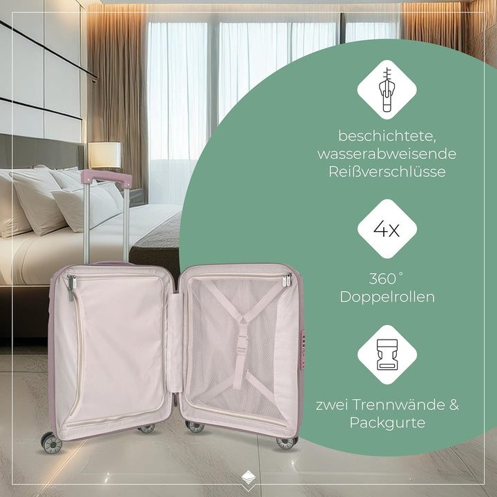 Travelite 4-Rad Hartschalen Handgepäck Koffer klein mit recyceltem Innenfutter, Gepäck Serie ELVAA:
