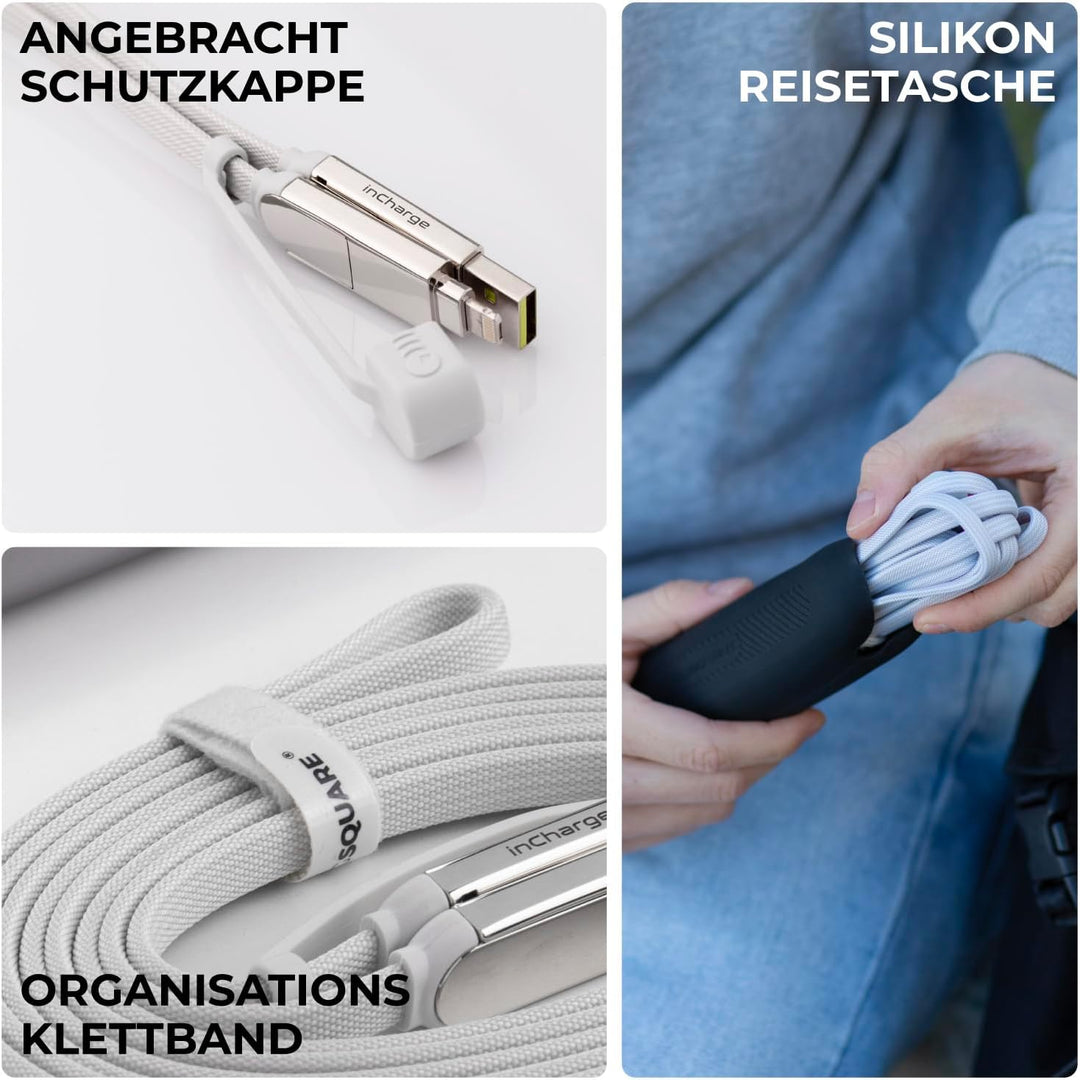 Rolling Square inCharge XL 300 cm - USB-C-Kabel, Universal-Smartphone-Kabel, Geschenk für Männer, 6-
