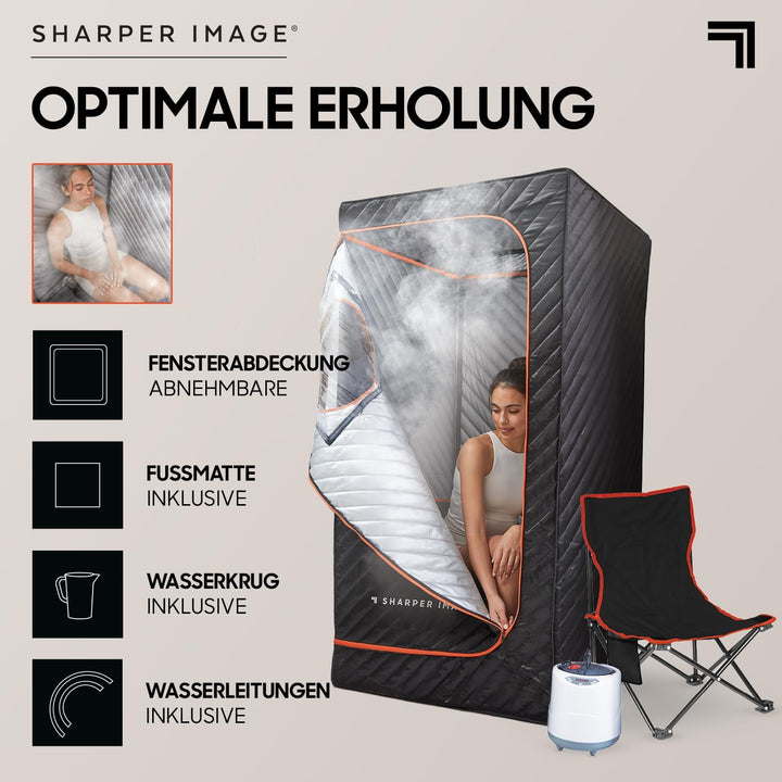 SHARPER IMAGE - Tragbare Sauna - Wellness - Dampfbad - Klappstuhl inklusive - Wärmetherapie - Revita