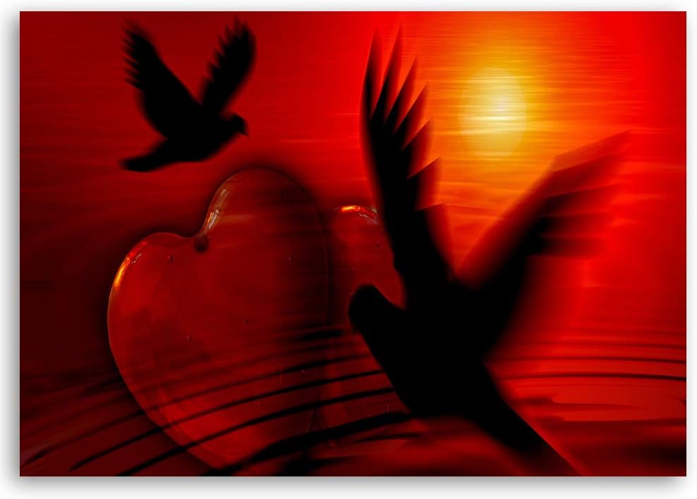 Feeby Dekobild Herz Deko Wand Kunstdruck abstrakt Rot 70x50 cm M14333 70x50 cm, M14333 70x50 cm