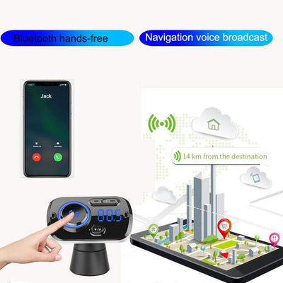 Bluetooth FM Transmitter für Autoradio,HIDOU Bluetooth 5.0 Autoradio Adapter Empfänger mit 7 Farblic