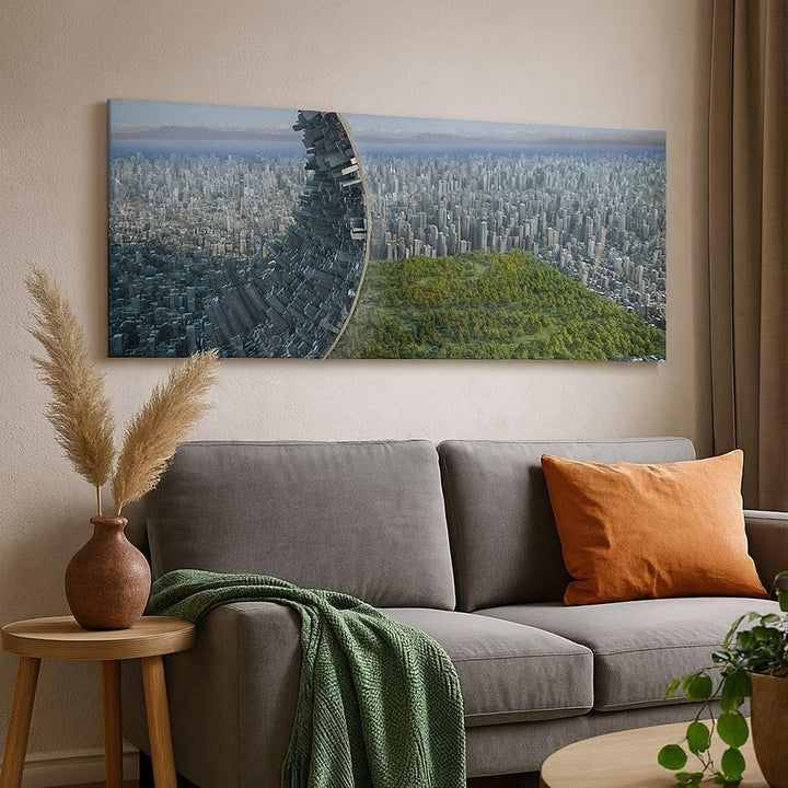 Wandbilder Dekoration Wohnzimmer Baum Park Abstraktion Stadt Panorama Bilder auf Leinwand 120x50cm L