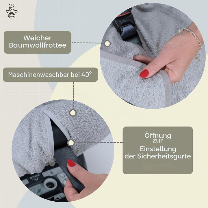 Babysanity® Weicher Universaler Autositzbezug 0/18 Aus Doppelter 100% Baumwollfrottee – Waschbarer S