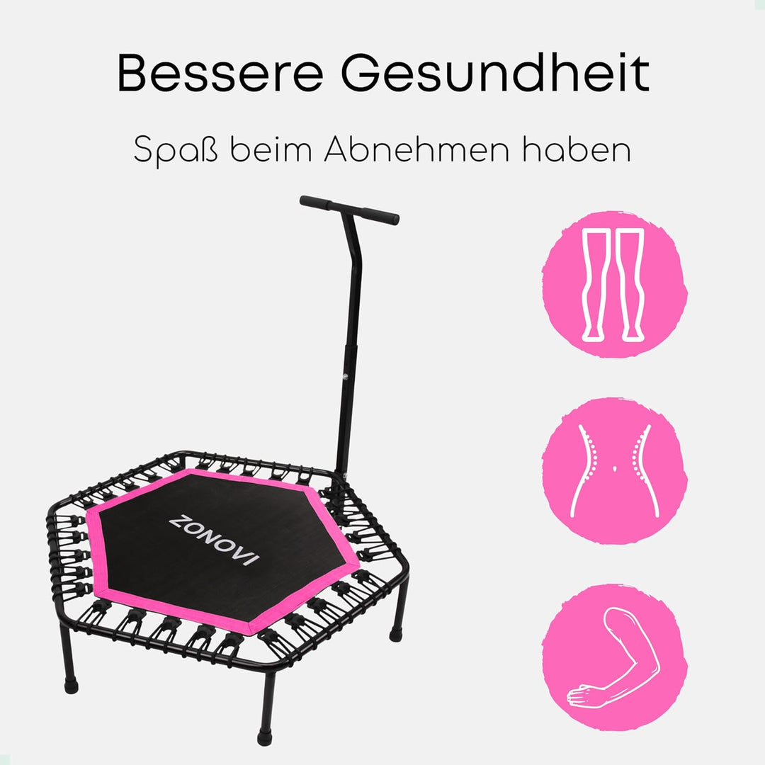 Fitness-Trampolin - 250 Kilo - Mini Trampolin - Schwarz - Pink - 106 cm - 42 Zoll