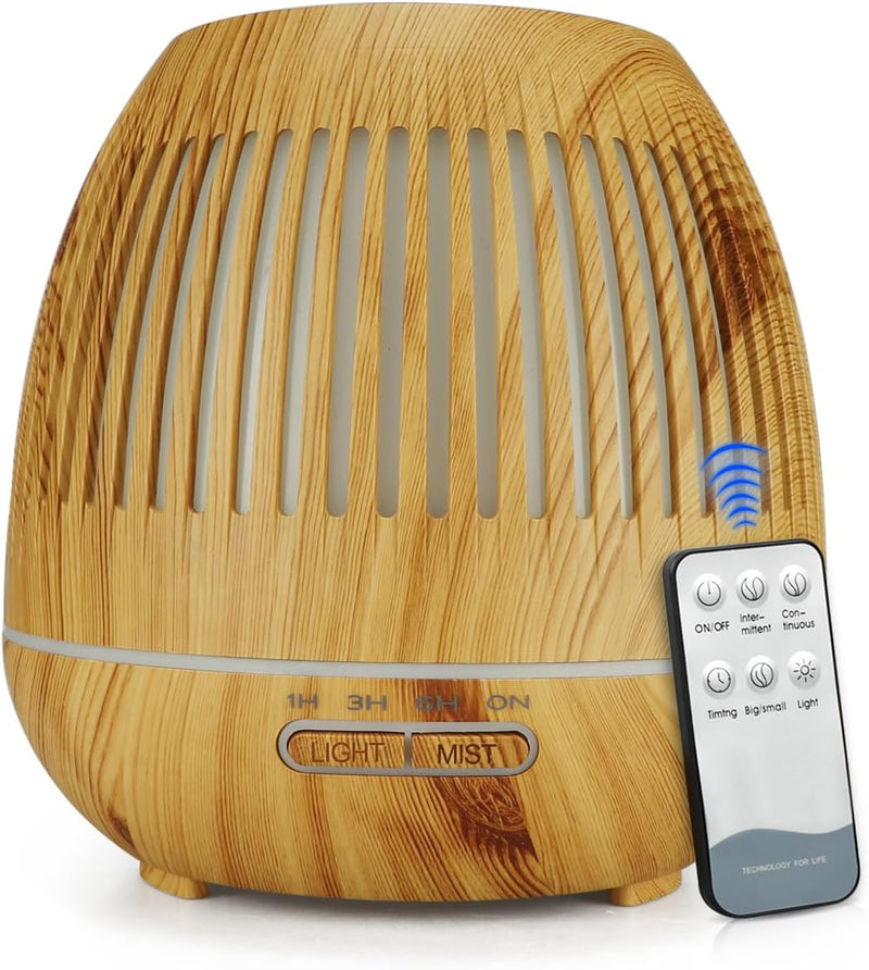 Luftbefeuchter Aroma Diffuser für Duftöle | Fernbedienung + Zeitschaltuhr | 400ml | Duftlampe Aromat
