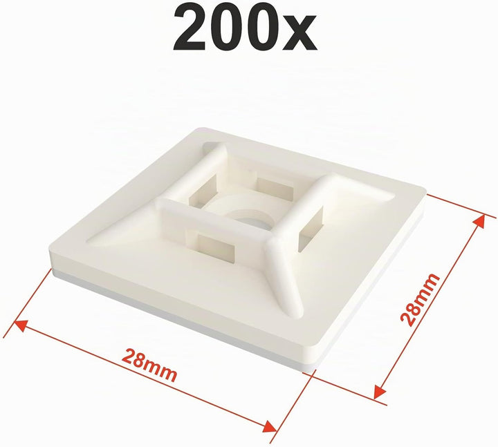 intervisio Klebesockel für Kabelbinder 28 mm x 28mm Montagesockel kabelbinderhalter Set Schraubsocke