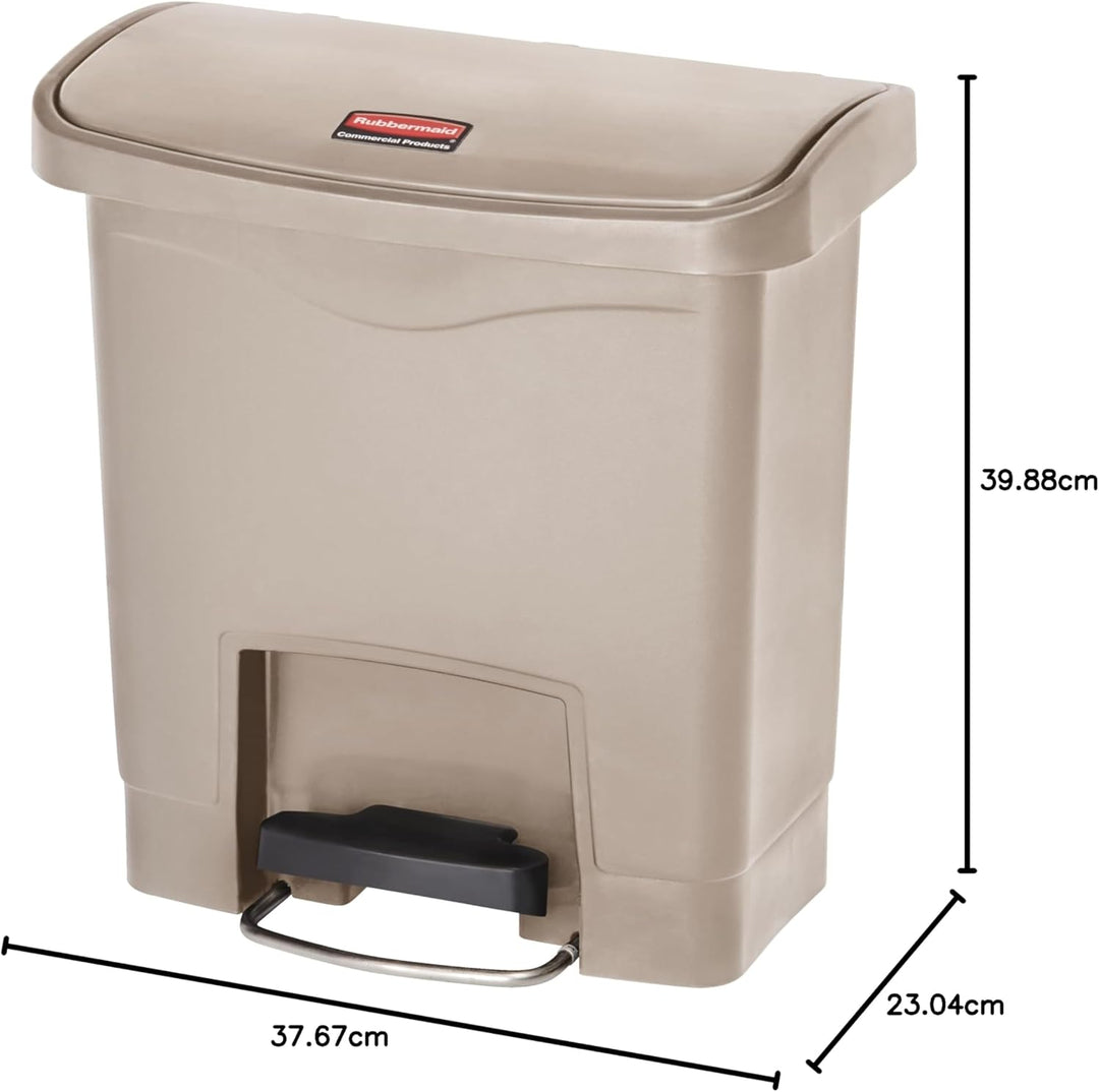 Rubbermaid Commercial Products Slim Jim 1883455 15 Litre Front Step Step-On Resin Wastebasket - Beig
