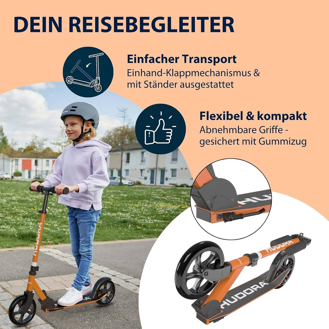 HUDORA Scooter Start 200, Stabiler Aluminium-Roller, Höhenverstellbarer & zusammenklappbarer Cityrol
