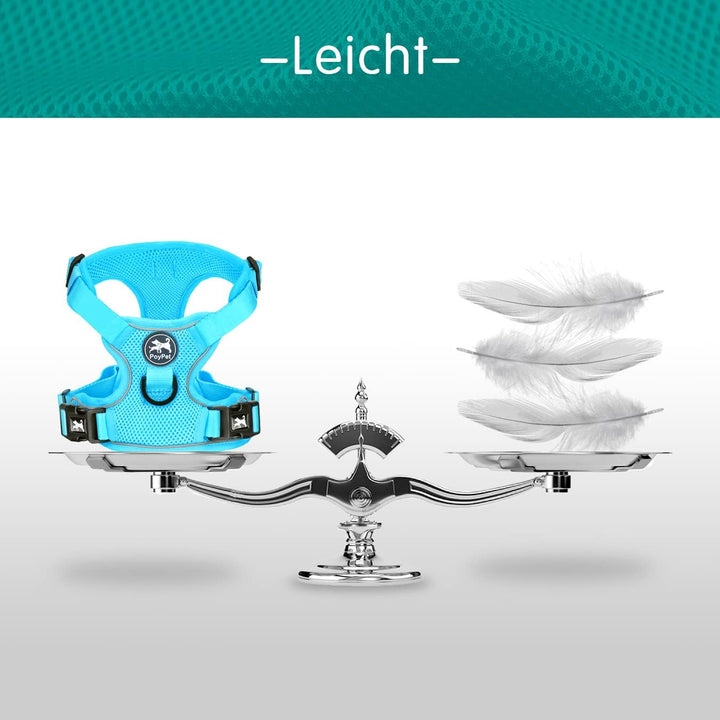 PoyPet Reflektierendes, weiches, atmungsaktives Hundegeschirr aus Mesh, erstickungsfreie, doppelt ge