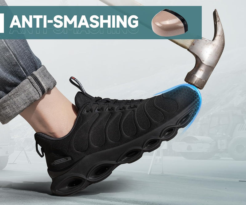 LARNMERN Arbeitsschuhe Herren Sicherheitsschuhe Mode Anti Smashing Stahlkappenschuhe Atmungsaktiv Dä