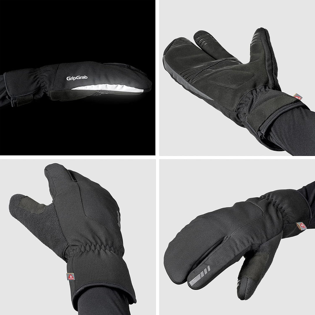 GripGrab Nordic 2 Winddichte Deep Winter 3-Finger Lobster Fahrradhandschuhe Gepolsterte Primaloft Ra